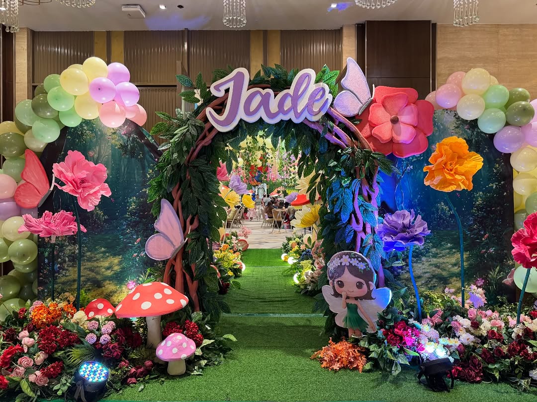 Fairy garden themed event entrance